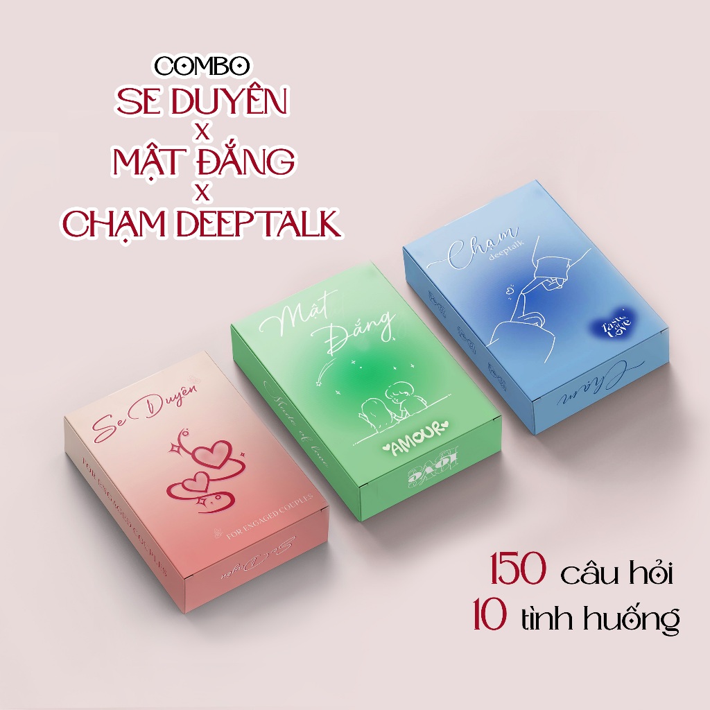 Bộ bài tình yêu combo Chạm Deeptalk,Se duyên, Mật đắng Boardgame dành cho cặp đôi thấu hiểu cảm xúc