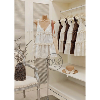 Áo Đũi Babydoll Chấm Bi Xoè Kèm Quần Bồng Chuẩn She’s