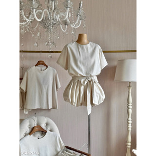 Set Linen Áo Cộc Mix Quần Bồng Nơ Chuẩn Linh Hoàng