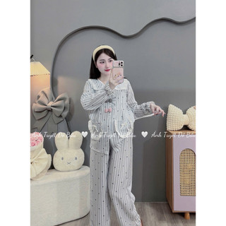 Bộ bầu - bộ sau sinh - BỘ DÀI VÂN MÂY CỔ SEN 3 NƠ HAI TÚI-3 MÀU ,ÁO CÓ KHÓA KÉO HAI BÊN & QUẦN CÓ CHUN CHỈNH