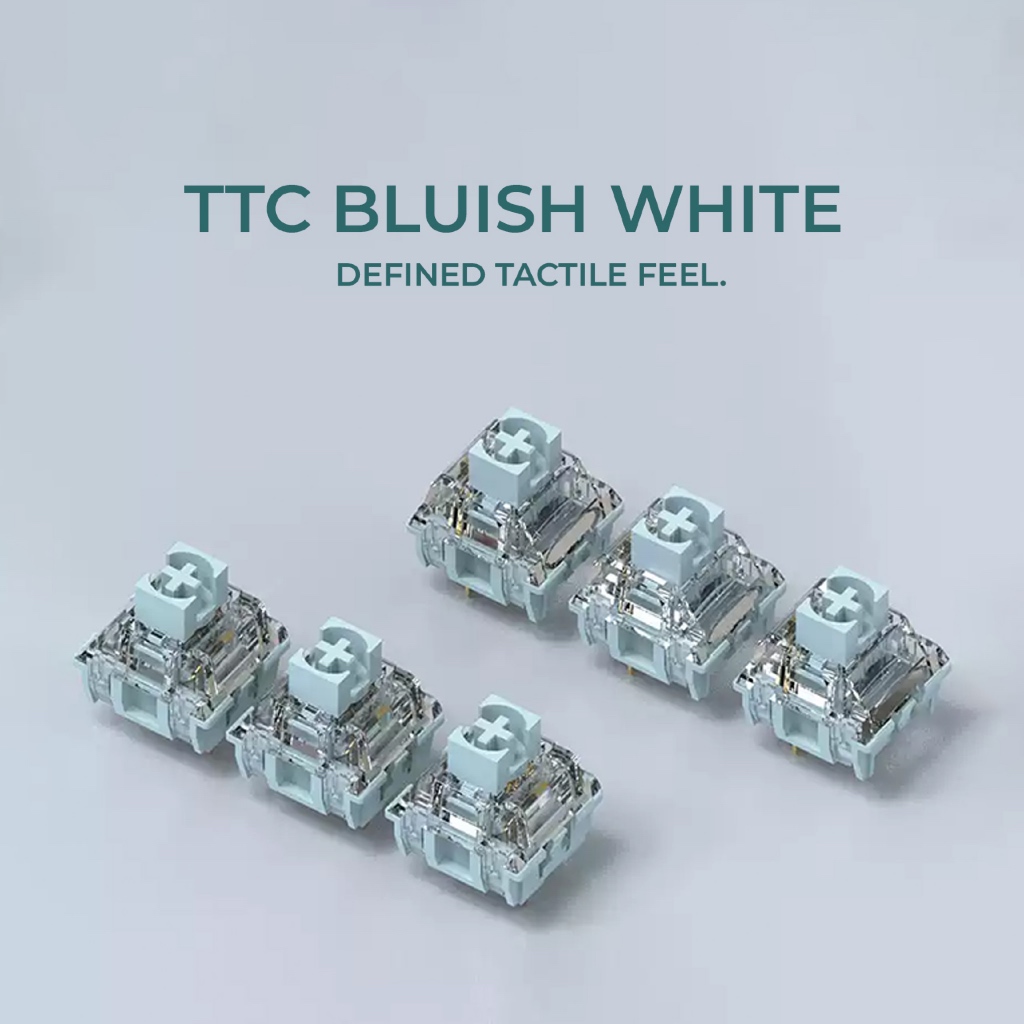 Switch TTC Bluish White | Tactile | 42±10gf | 3-pin | Pre-lube | Khấc rõ, gõ có phản hồi | BigBuy360 - bigbuy360.vn