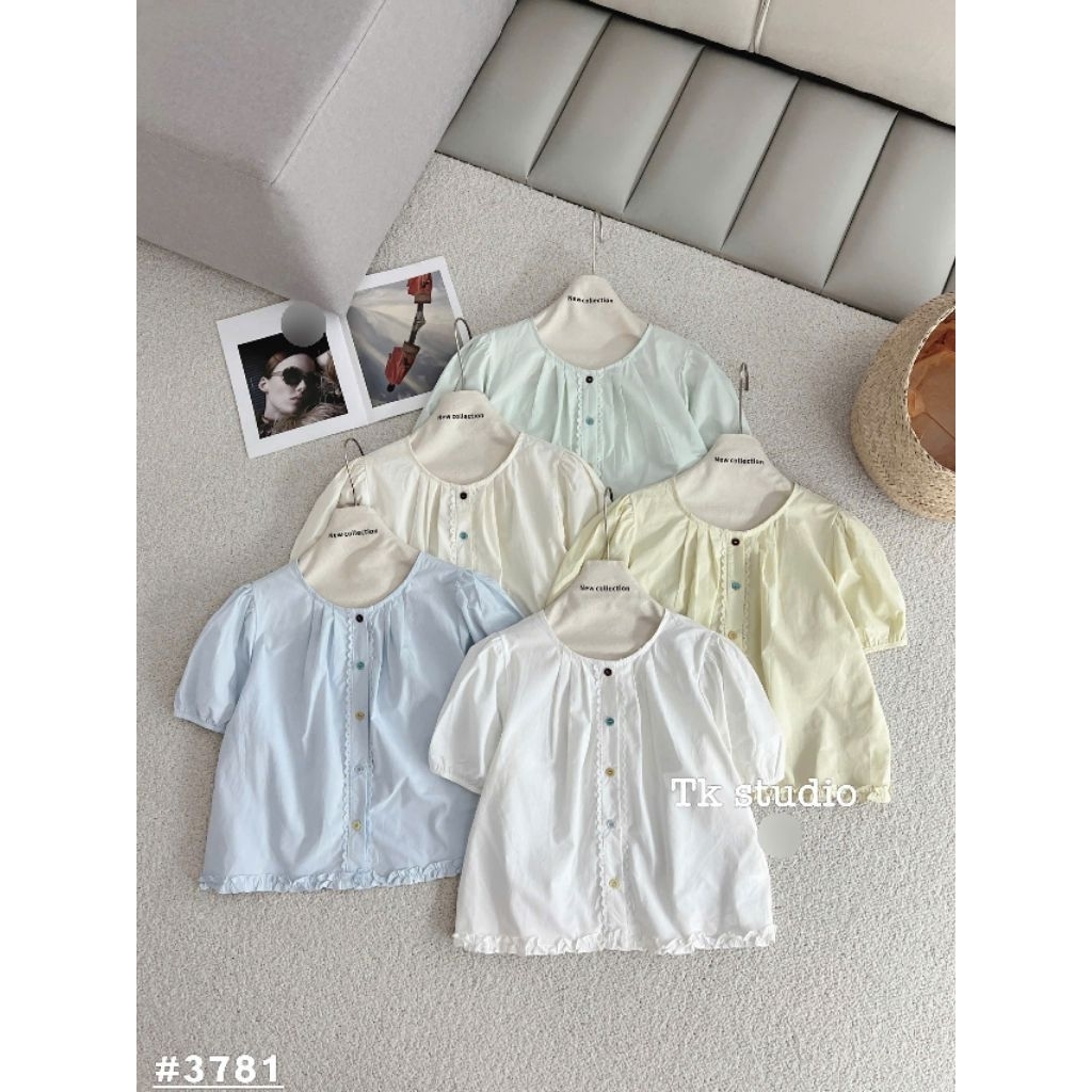 [𝑯𝒂 𝑨𝒏𝒉] Áo Sơ Mi Cộc Khuy Màu Gấu Bèo QCL1