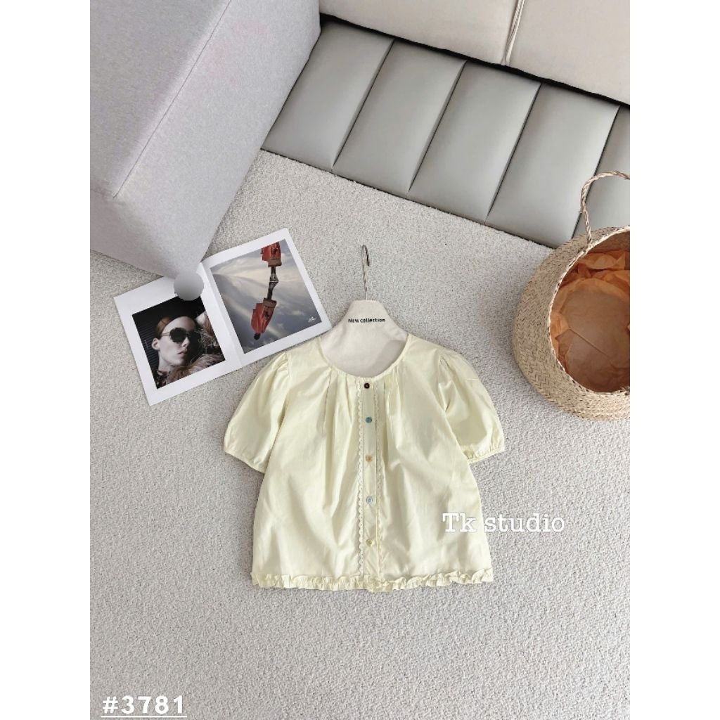 [𝑯𝒂 𝑨𝒏𝒉] Áo Sơ Mi Cộc Khuy Màu Gấu Bèo QCL1