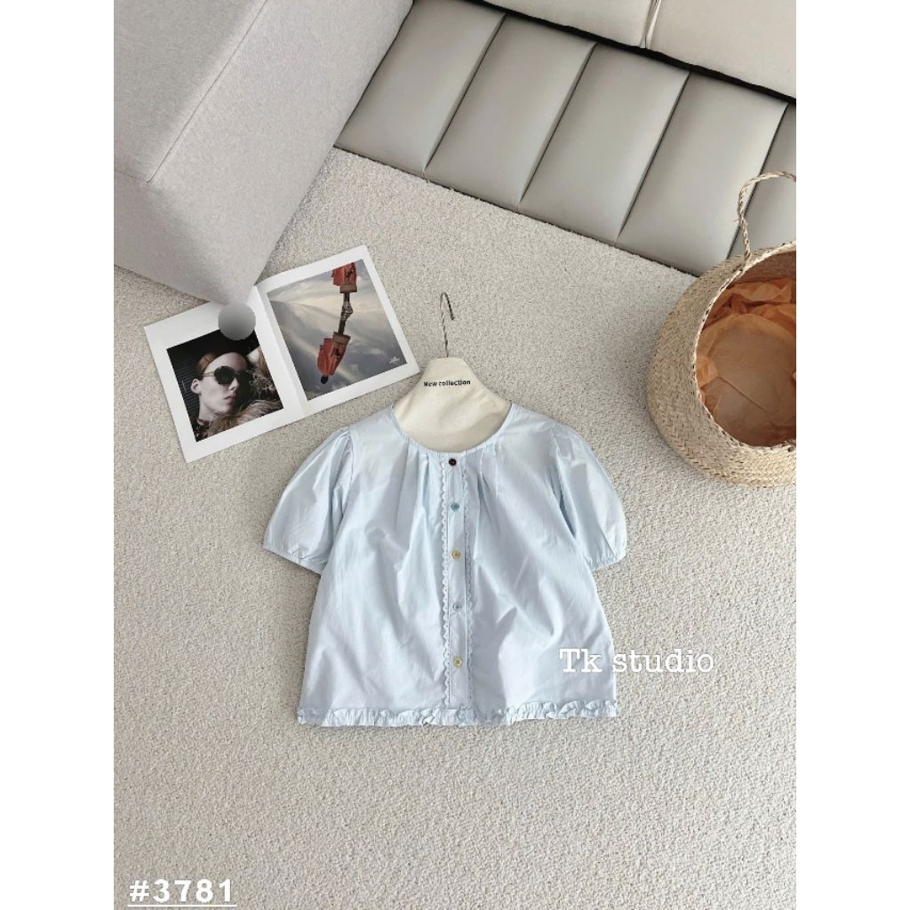[𝑯𝒂 𝑨𝒏𝒉] Áo Sơ Mi Cộc Khuy Màu Gấu Bèo QCL1