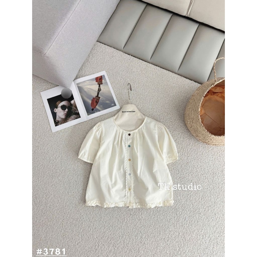 [𝑯𝒂 𝑨𝒏𝒉] Áo Sơ Mi Cộc Khuy Màu Gấu Bèo QCL1