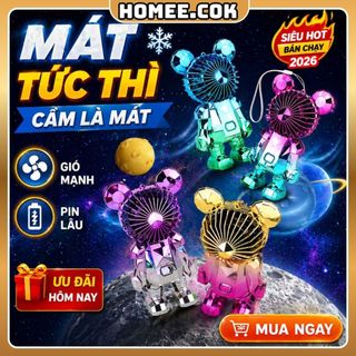 Homee.cok Quạt Mini Cute - Quạt Cầm Tay Tích Điện, Gió Mạnh, Pin Lâu, Sạc USB Mang Theo Tiện Lợi