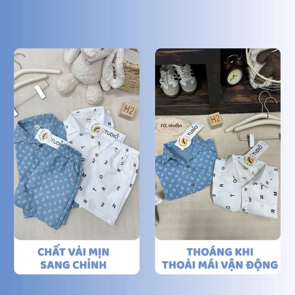 [À ƠI SHOP] G55- bộ sơ mi chữ và gấu 2 màu- a108.306