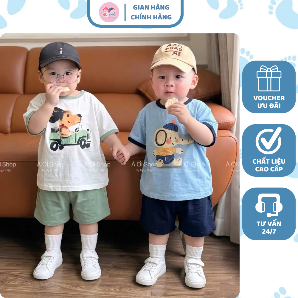 [À ƠI SHOP] B08- bộ cộc thun lạnh h2 con vật- a003.144