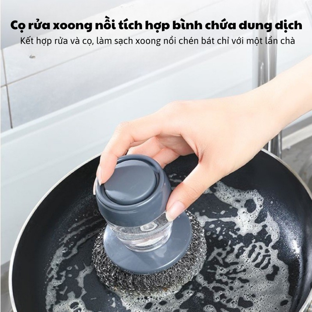 Cọ Rửa Xoong Nồi Tích Hợp Bình Chứa Nước Rửa Chén, TIDY SHOP, Bàn Chải Rửa Bát Nhấn Nút Tiện Lợi, Thông Minh