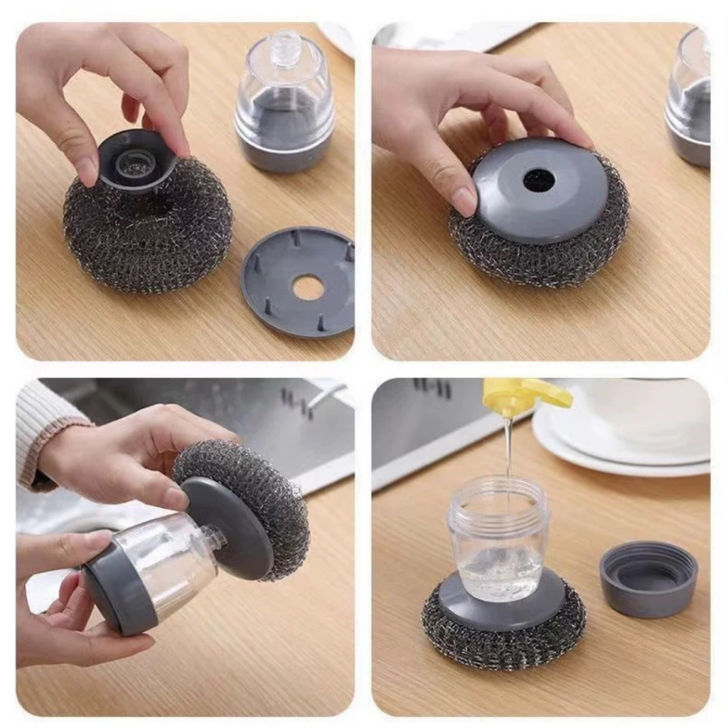 Cọ Rửa Xoong Nồi Tích Hợp Bình Chứa Nước Rửa Chén, TIDY SHOP, Bàn Chải Rửa Bát Nhấn Nút Tiện Lợi, Thông Minh