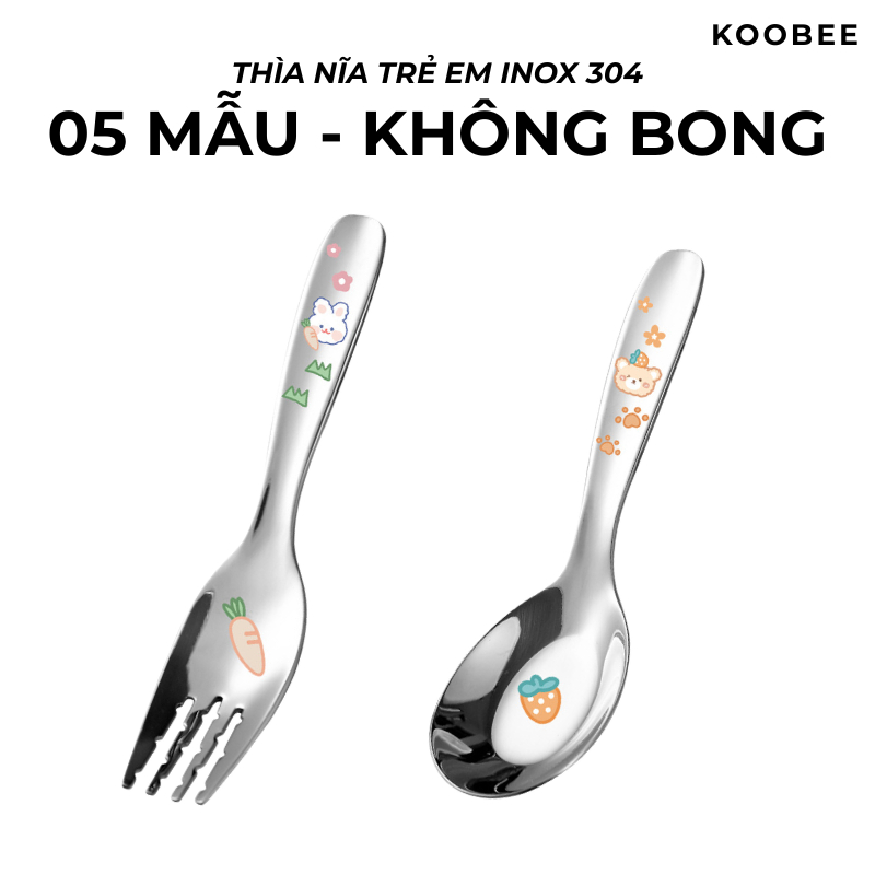 Bộ Thìa Dĩa Trẻ Em Họa Tiết Hoạt Hình KOOBEE – Inox 304 Cao Cấp Cho Bé Từ 2 Tuổi  | 057
