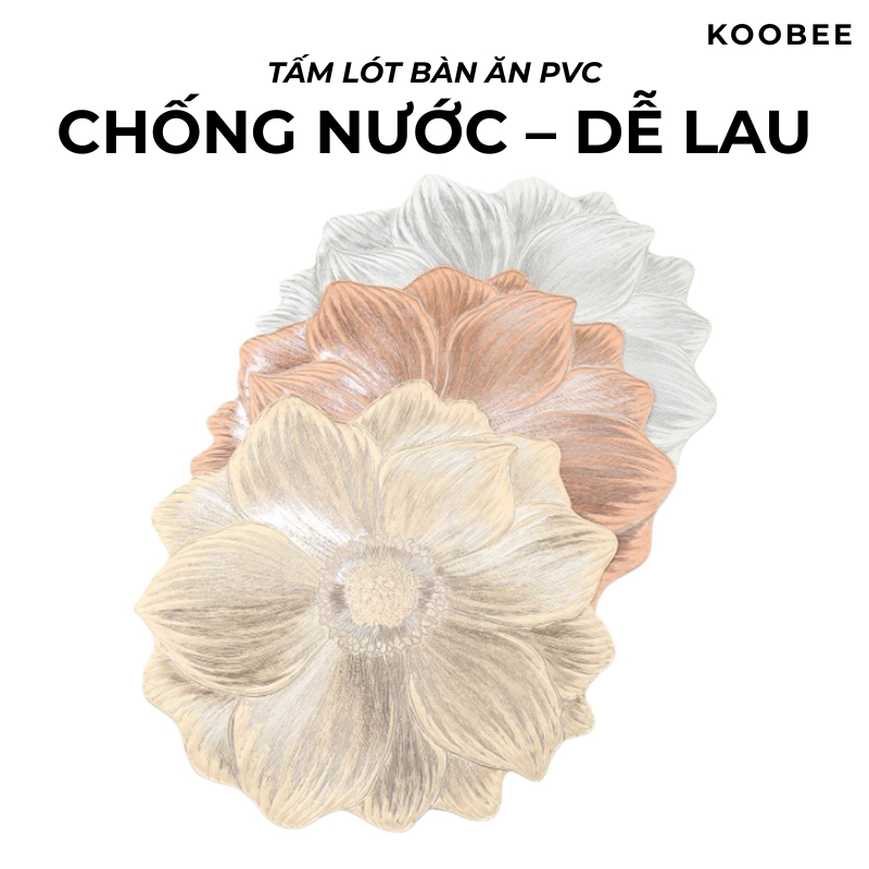 Tấm Lót Bàn Ăn, Bình Hoa PVC Hình Bông Hoa Bronzing Ánh Kim – Thảm Lót Bàn Placemat Sang Trọng Phong Cách Châu Âu |347