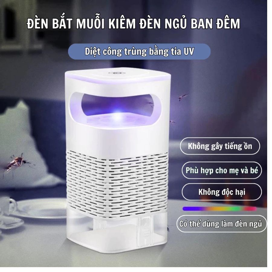 Đèn bắt muỗi - Máy bắt muỗi kiêm đèn ngủ thông minh thế hệ mới, có cổng sạc USB tiện lợi.