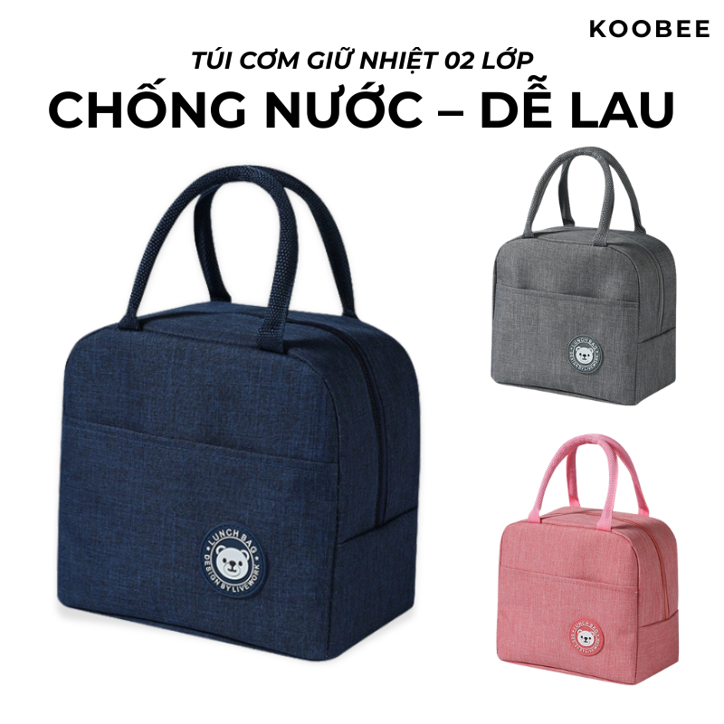 [5 MÀU] Túi Đựng Cơm Giữ Nhiệt Chống Nước Dung Tích Lớn Mang Đi Học Đi Làm Văn Phòng | 238