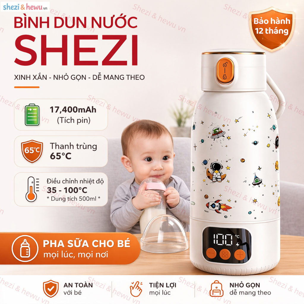 SHEZI [Sưởi không dây 100 độ] Sạc USB 35-100° có thể điều chỉnh tự do Ấm đun nước điện 17400mAh