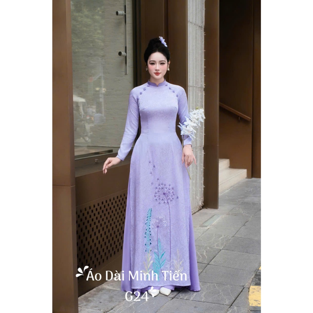 Áo Dài Chất Liệu Gấm Hoa Cao Cấp Hàng Thêu Và May Thủ Công Tỉ Mỉ - Mã G24