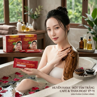 Bột Tắm Trắng Body Cafe Huyền Hana – Nhả Nắng ,Trắng Da, Giảm Mụn, Hộp 12 Gói