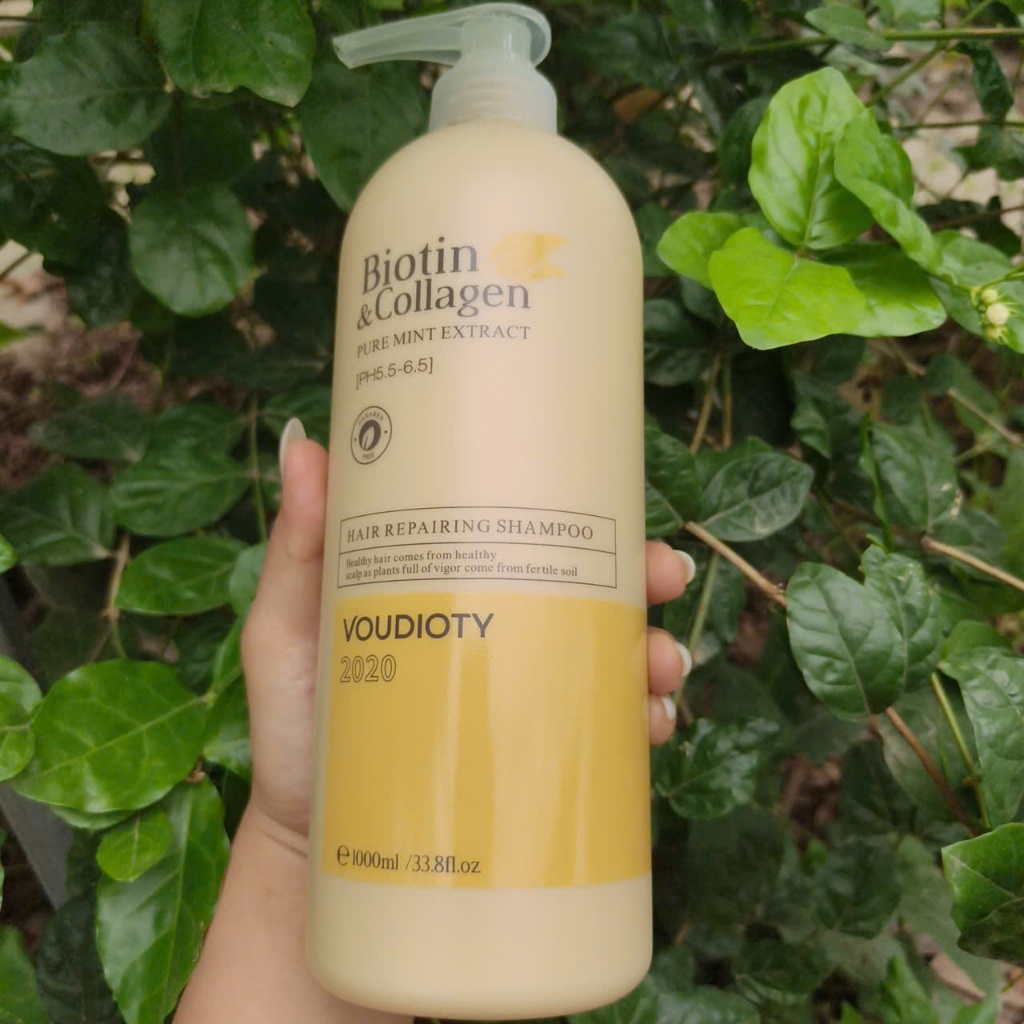 Dầu Gội Voudioty Biotin & Collagen 1000ml Vàng - Phục Hồi Tóc Khô Xơ, Giúp Tóc Suôn Mượt, Bồng Bềnh