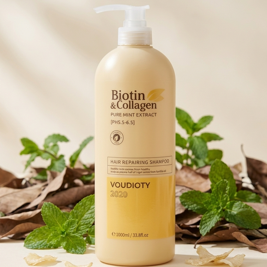 Dầu Gội Voudioty Biotin & Collagen 1000ml Vàng - Phục Hồi Tóc Khô Xơ, Giúp Tóc Suôn Mượt, Bồng Bềnh