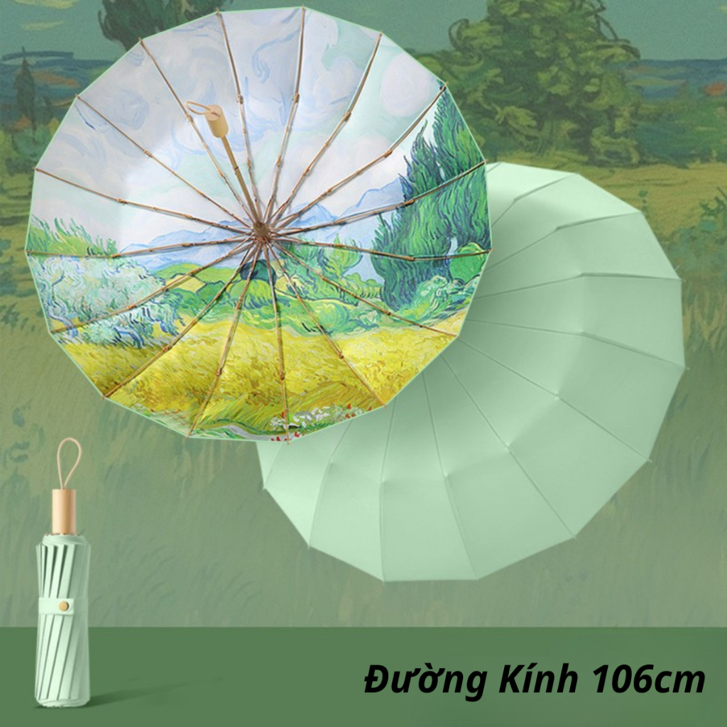 Ô Che Nắng Mưa, Dù Che Nắng Mưa Họa Tiết Hoa, Gấp Gọn, 2 Lớp Vải Chống Tia UV Mẫu Cao Cấp