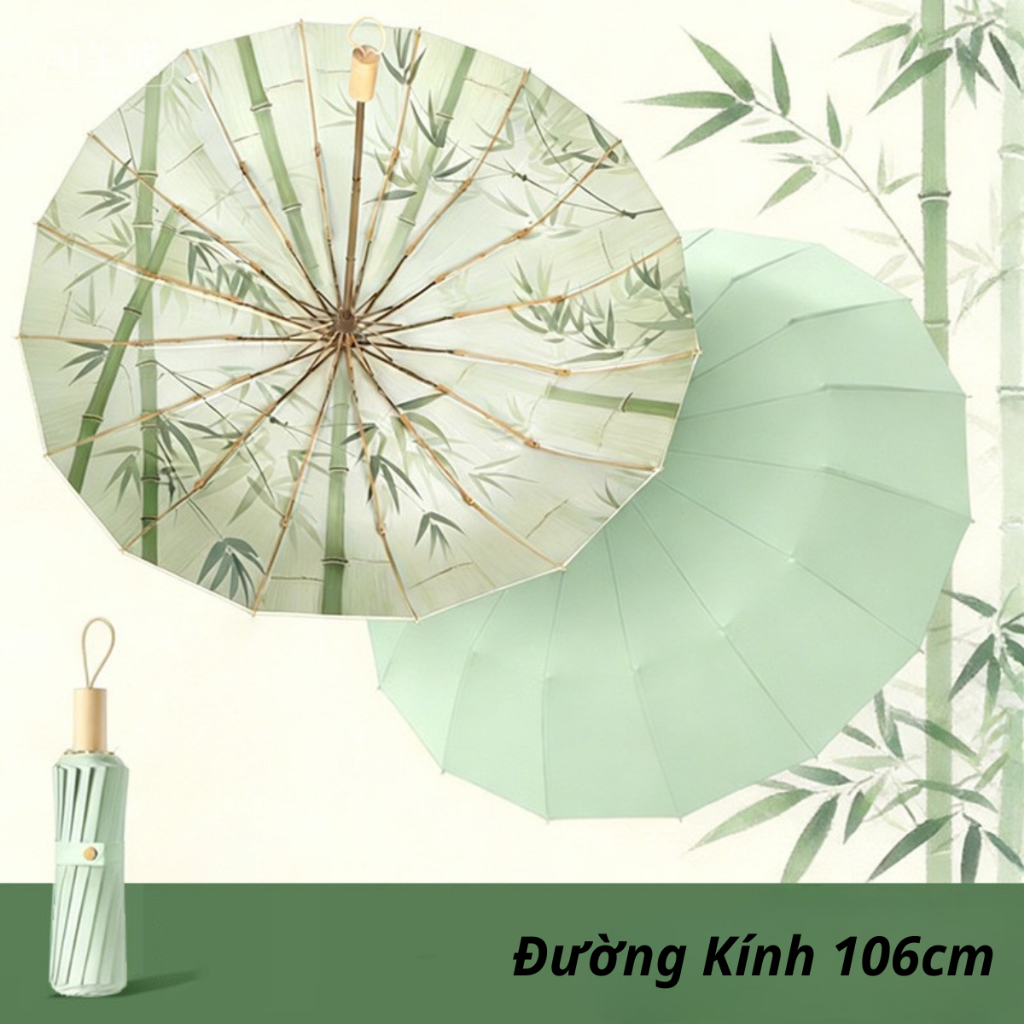 Ô Che Nắng Mưa, Dù Che Nắng Mưa Họa Tiết Hoa, Gấp Gọn, 2 Lớp Vải Chống Tia UV Mẫu Cao Cấp