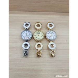 Đồng Hồ Nữ Kiểu Lắc Tay Đính Đá Sang Trọng - Kim Loại Mạ Vàng Bạc Phối Trắng Cao Cấp