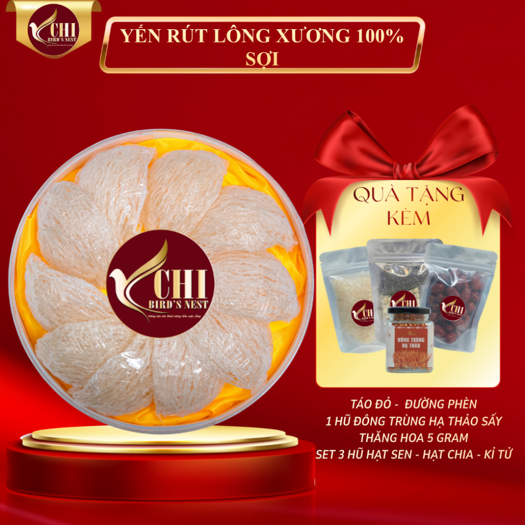 Tổ Yến Sào Rút Lông Xương 100% Sợi Nguyên Chất - Dòng Yến Cao Cấp - Yến Chi - Yến Rút Lông