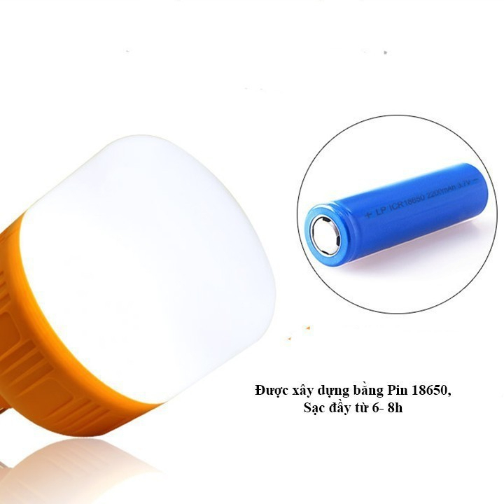 Bóng Đèn Tích Điện Công Suất 200W, Chống Nước, Sạc USB tiện lợi, Siêu Sáng, có móc treo tiện lợi.