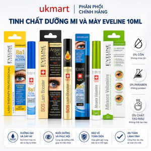 Dưỡng Mi Eveline 8in1 Chính Hãng - Chuốt Mi Dày Và Dài Chắc Khoẻ, Mọc Siêu Nhanh 10ml