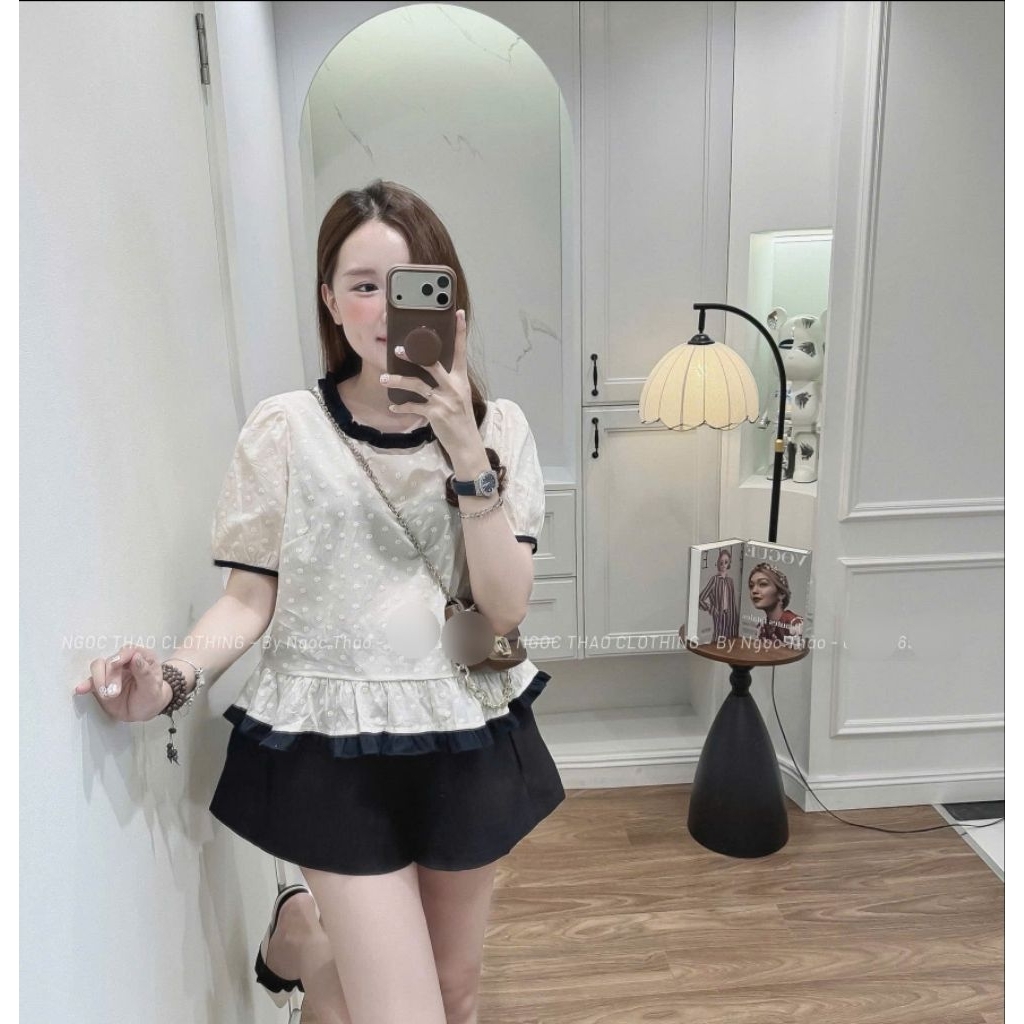 [𝑯𝒂 𝑨𝒏𝒉] Áo Sơ Mi Cộc Cổ Tròn Phối Cổ QCL1