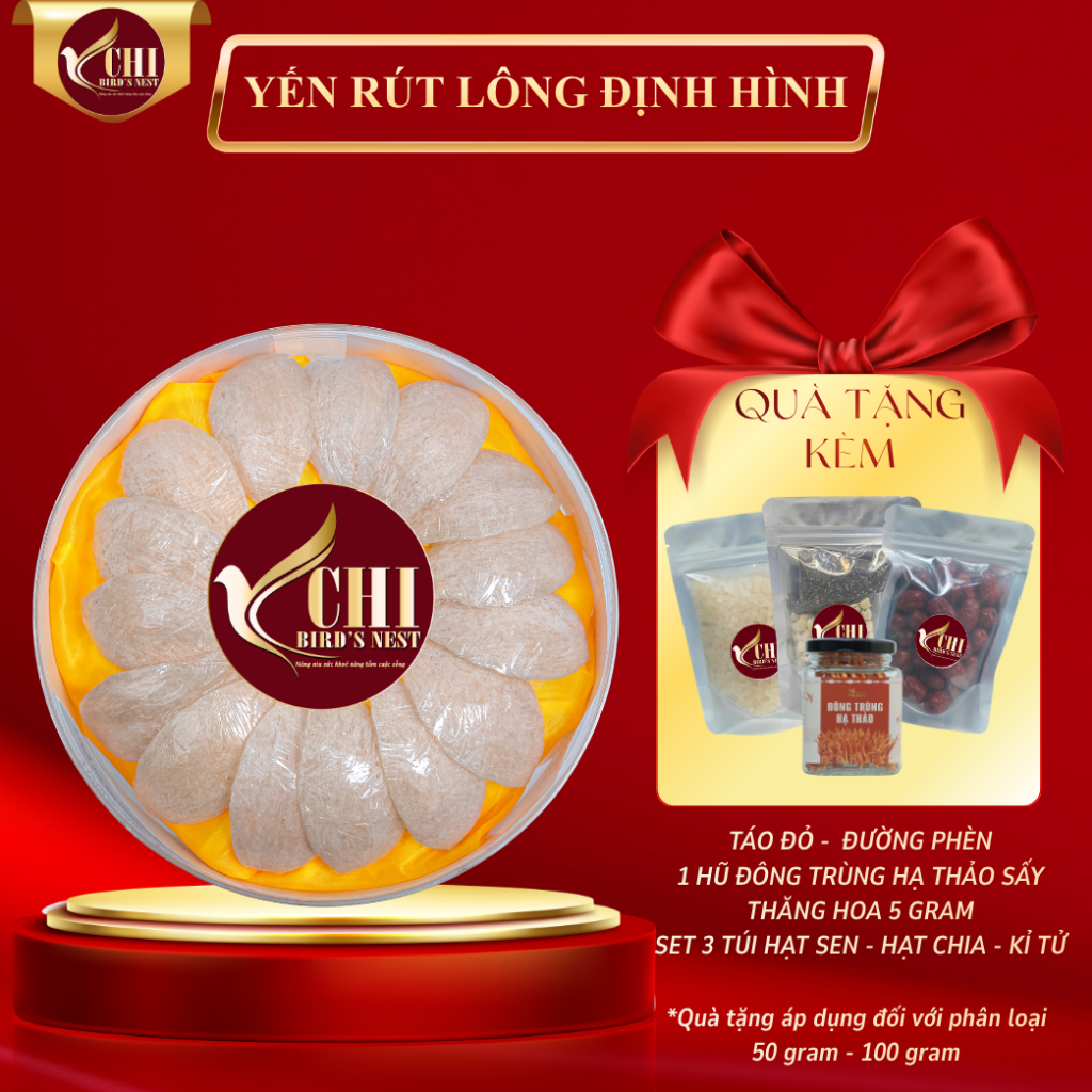 Tổ Yến Sào Rút Lông Định Hinh Xuất Khẩu Nguyên Chất 100% - Dòng Yến Cao Cấp - Yến Chi