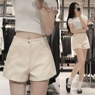Quần Short Kaki Cotton Nữ Cạp Cao MiSoul Bigsize, Form Chuẩn Tôn Dáng, Che Bụng, Quần Đùi Kaki Vải Mềm Mát 263