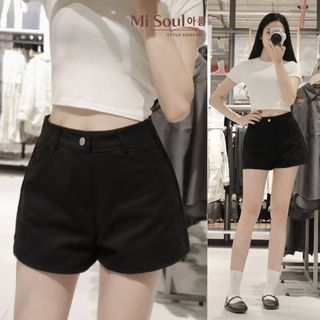 Quần Short Kaki Cotton Nữ Cạp Cao MiSoul Bigsize, Form Chuẩn Tôn Dáng, Che Bụng, Quần Đùi Kaki Vải Mềm Mát 263