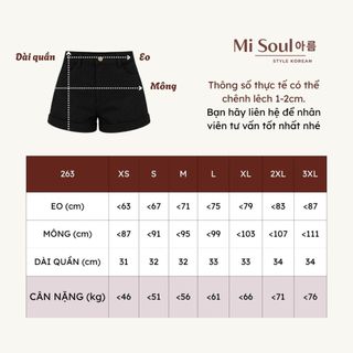 Quần Short Kaki Cotton Nữ Cạp Cao MiSoul Bigsize, Form Chuẩn Tôn Dáng, Che Bụng, Quần Đùi Kaki Vải Mềm Mát 263