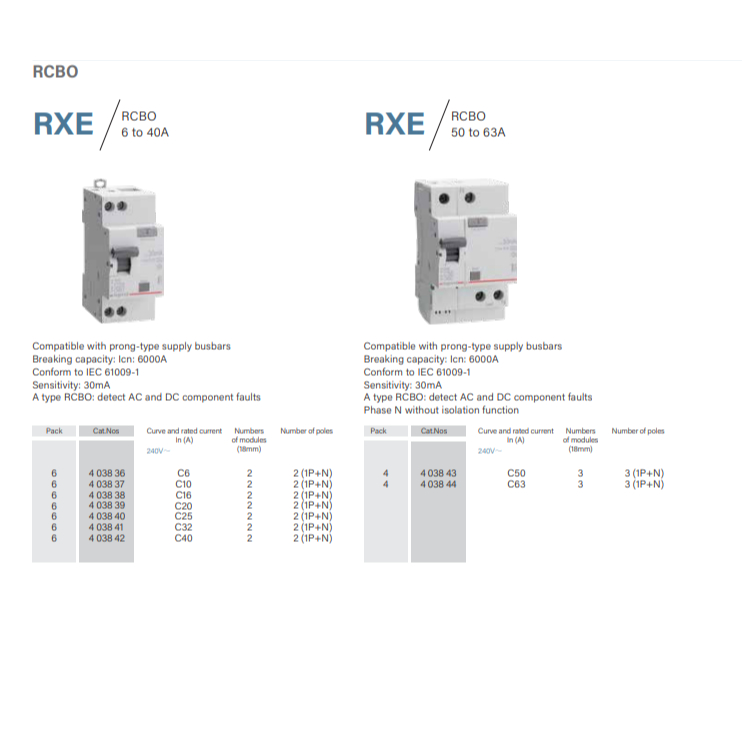 Cầu dao an toàn Aptomat Legrand MCB 2P 6kA, C curve dòng RXE