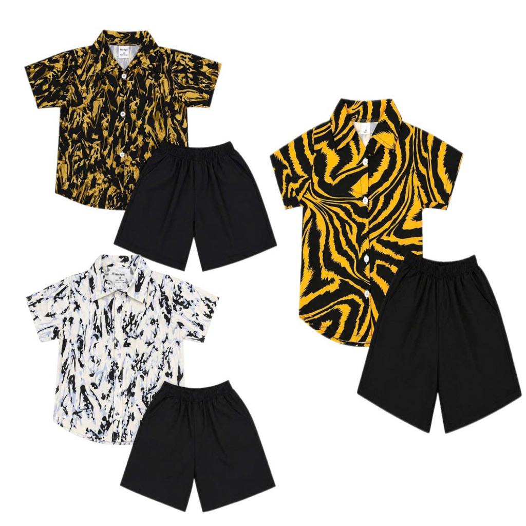 Combo 3 Bộ sơ mi lụa phong cách ,thời trang cho bé trai