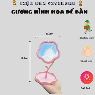 [Bản Nhỏ] Gương Hình Hoa Decor Trang Trí Để Bàn Trang Điểm