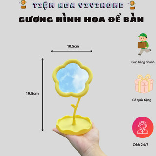 [Bản Nhỏ] Gương Hình Hoa Decor Trang Trí Để Bàn Trang Điểm