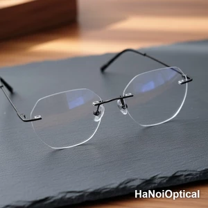 Gọng Kính Titanium Không Viền Cao Cấp - Mắt Kính Khoan Ốc Siêu Nhẹ, Chống Gỉ, Thiết Kế Thời Trang Cho Nam Và Nữ