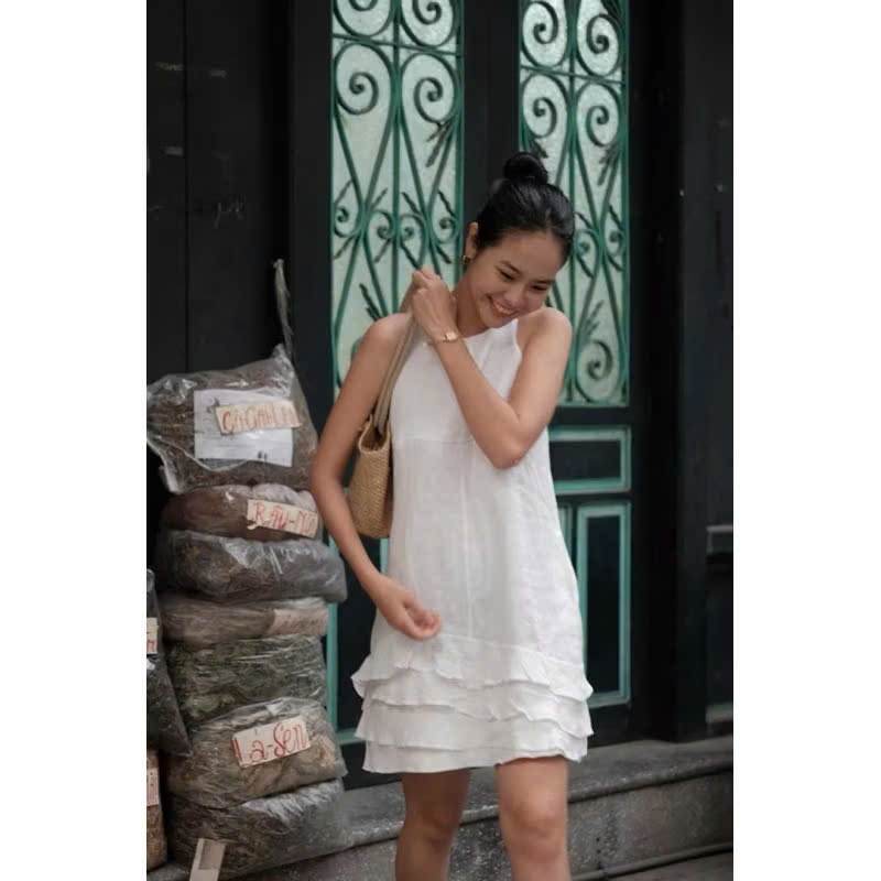 𝗘𝗿𝗶𝗰 𝗗𝗿𝗲𝘀𝘀 - Đầm Linen cộc tay bèo