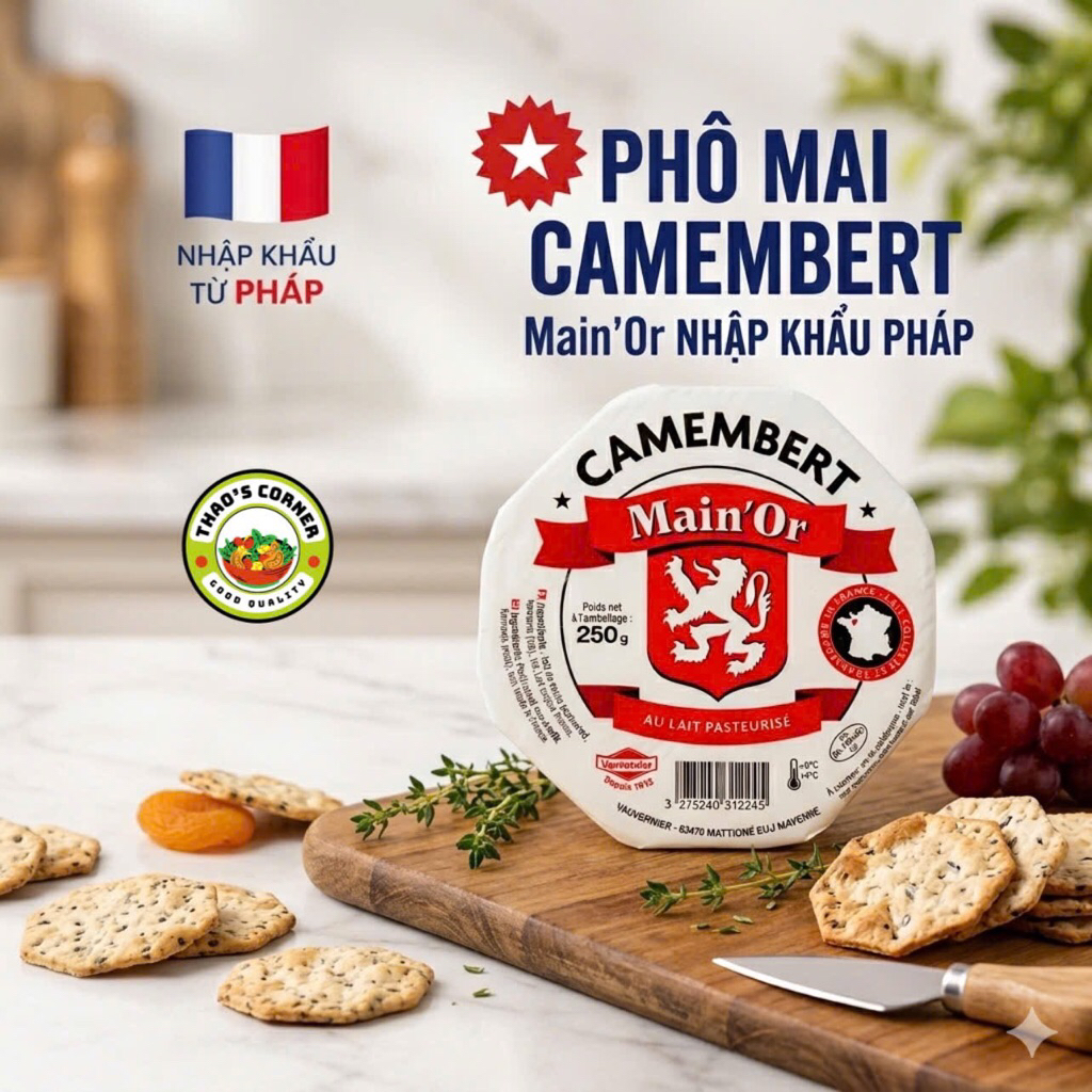 [Giao Tphcm] Phô mai Camembert "Main'Or" - Pháp 250g
