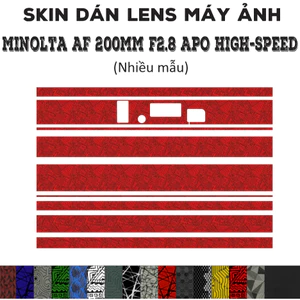 Skin dán Lens Minolta AF 200mm f2.8 APO High-Speed (Nhiều mẫu) | Decal Film 3M dán bảo vệ ống kính máy ảnh 200 mm