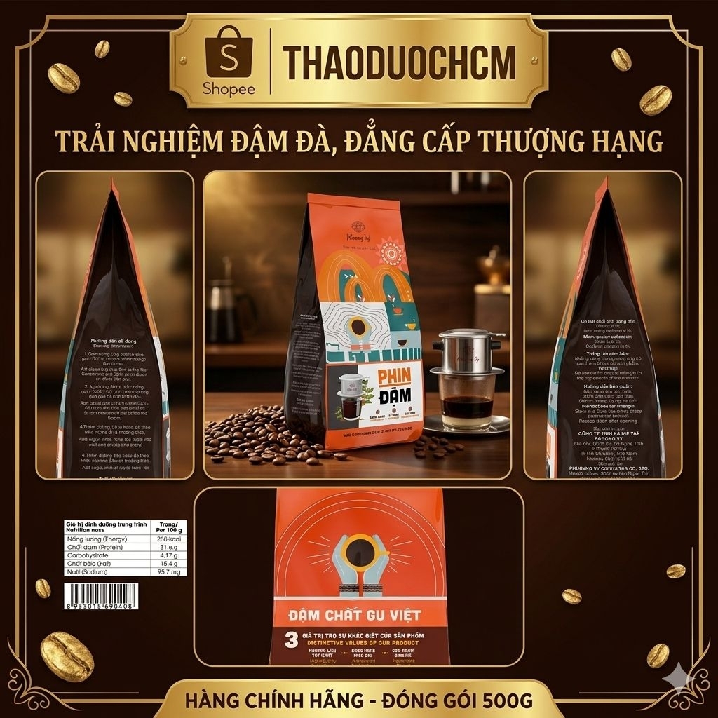 Cà Phê Truyền Thống Phin Đậm 500g, cafe đậm mạnh, thơm nồng, hậu đậm, Phương Vy Coffee-CHÍNH HÃNG]
