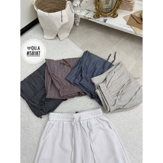 Quần baggy vải đũi lụa cạp chun bo gấu #58187
