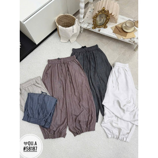 Quần baggy vải đũi lụa cạp chun bo gấu #58187