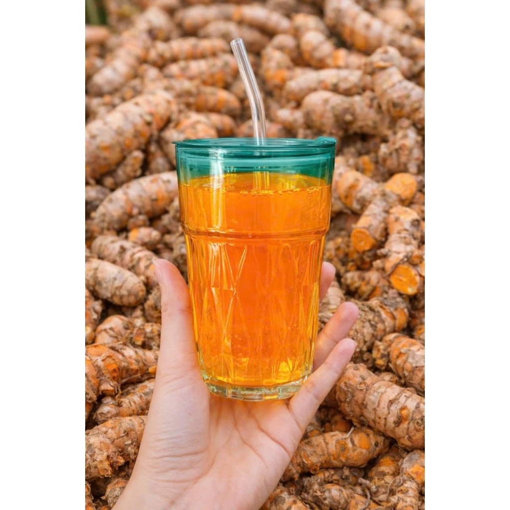 Ly Thuỷ Tinh 7Up Cao Cấp 600ml – Có Nắp & Ống Hút