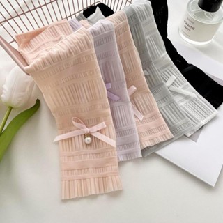 Ống Tay Áo Giả Nữ Ren Nơ, 1 Cặp Tay Áo Rời Co Giãn Mềm, Che Bắp Tay, Phối Váy Áo Style Hàn Quốc