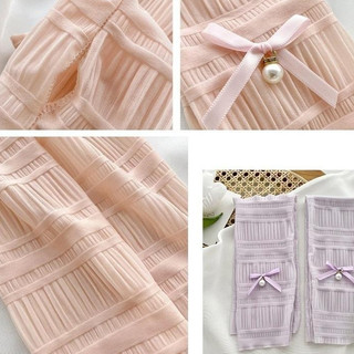 Ống Tay Áo Giả Nữ Ren Nơ, 1 Cặp Tay Áo Rời Co Giãn Mềm, Che Bắp Tay, Phối Váy Áo Style Hàn Quốc