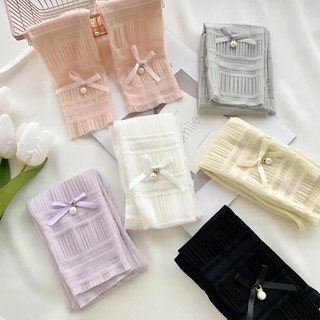 Ống Tay Áo Giả Nữ Ren Nơ, 1 Cặp Tay Áo Rời Co Giãn Mềm, Che Bắp Tay, Phối Váy Áo Style Hàn Quốc