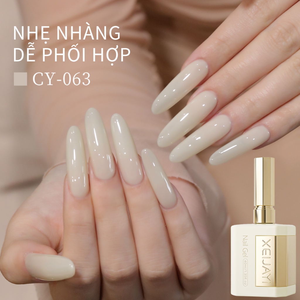 XEIJAYI 40ml - Sơn móng tay dạng gel màu trắng mơ, thích hợp cho salon và tự sơn móng tay tại nhà.